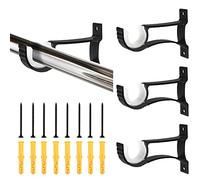 Favengo 4 Pcs Soportes para Tubos de Cortinas 4/5" y 1" Soporte Barra Cortina Negro Soporte Para Tubo Cortinero Soporte para Barras de Cortinas para Baño Cocina Sala, Carga: 25KG + 8x Tonillos