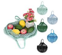 Favengo 5 Pcs Bolsas Reutilizables de Malla de Algodón para Frutas, Verduras, juequete, Bolsas de Red Ecológicas Ligeras y Plegables para Compras, Supermercado, Playa, Viajes y Casa, 5 Colores