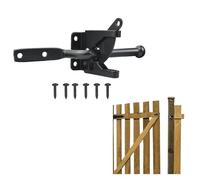 Favengo Pestillo Puerta Jardin Exterior Cerradura Puerta Jardin Pestillo Puerta Negro Rustico Cerrojo para Puerta Jardin Cerrojo Puertas Madera de Jardin Pestillo Automatico 143mm Largo + 6 Tonillos