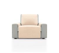 FAVERTI® Cubre Sillón 1 Plaza o sillón Relax de 55 cm | Modelo PEGO | Natural | Chenilla Tacto Extra Suave, Protector sillón de Calidad Hecho en España con Material Reciclado