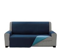 FAVERTI® Cubre Sofá Acolchado 2 Plazas - 120 cm (Asiento) | Modelo REQUENA | Marino - Turquesa Reversible | Protector Compatible con Sofás Relax y Orejero | Loneta Lavable | Fabricado en España