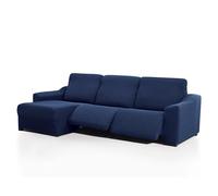 FAVERTI® Funda Chaise Longue Super Elástica Brazo Corto Izquierdo (Visto de Frente) Dos Pies | Modelo NOVELE | Marino | Protector de Calidad de Tejido Jacquard Tacto algodón