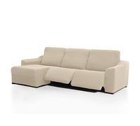 FAVERTI® Funda Chaise Longue Super Elástica Brazo Corto Izquierdo (Visto de Frente) Dos Pies | Modelo NOVELE | Beige | Protector de Calidad de Tejido Jacquard Tacto algodón