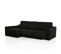 FAVERTI® Funda Chaise Longue Super Elástica Brazo Largo Izquierdo (Visto de Frente) Dos Pies | Modelo NOVELE | Negro | Protector de Calidad de Tejido Jacquard Tacto algodón