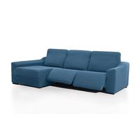 FAVERTI® Funda Chaise Longue Super Elástica Brazo Largo Izquierdo (Visto de Frente) Dos Pies | Modelo NOVELE | Celeste | Protector de Calidad de Tejido Jacquard Tacto algodón