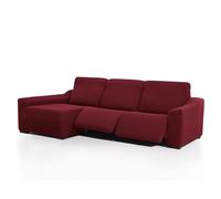 FAVERTI® Funda Chaise Longue Super Elástica Brazo Largo Izquierdo (Visto de Frente) Dos Pies | Modelo NOVELE | Burdeos | Protector de Calidad de Tejido Jacquard Tacto algodón