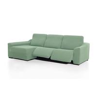 FAVERTI® Funda Chaise Longue Super Elástica Brazo Largo Izquierdo (Visto de Frente) Dos Pies | Modelo NOVELE | Turquesa | Protector de Calidad de Tejido Jacquard Tacto algodón
