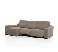FAVERTI® Funda Chaise Longue Super Elástica Brazo Largo Izquierdo (Visto de Frente) Dos Pies | Modelo NOVELE | Lino | Protector de Calidad de Tejido Jacquard Tacto algodón
