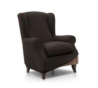 FAVERTI® Funda de Sillón Orejero Elástica de 70 a 100cm | Modelo Reale | Marrón | Funda Ajustable Sillón Orejero Universal | Protector de Calidad de Tejido Jacquard Tacto algodón