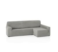 FAVERTI® Funda Elástica Chaise Longue Brazo Largo Derecho (Visto de Frente) | Modelo Reale | Gris Claro | Funda Sofá Chaise | Protector de Calidad de Tejido Jacquard Tacto algodón