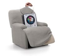 FAVERTI® Funda Elástica Sillón Relax Pies Juntos Reclinable de 70 a 90cm | Modelo Reale | Gris Claro | Funda Sillón Abatible Universal | Protector de Calidad Tejido Jacquard Tacto algodón