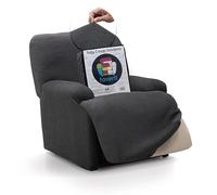 FAVERTI® Funda Elástica Sillón Relax Pies Juntos Reclinable de 70 a 90cm | Modelo Reale | Gris | Funda Sillón Abatible Universal | Protector de Calidad Tejido Jacquard Tacto algodón