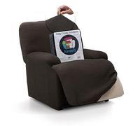 FAVERTI® Funda Elástica Sillón Relax Pies Juntos Reclinable de 70 a 90cm | Modelo Reale | Marrón | Funda Sillón Abatible Universal | Protector de Calidad Tejido Jacquard Tacto algodón
