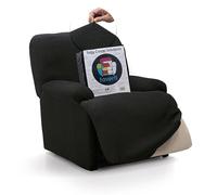 FAVERTI® Funda Elástica Sillón Relax Pies Juntos Reclinable de 70 a 90cm | Modelo Reale | Negro | Funda Sillón Abatible Universal | Protector de Calidad Tejido Jacquard Tacto algodón