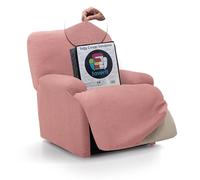 FAVERTI® Funda Elástica Sillón Relax Pies Juntos Reclinable de 70 a 90cm | Modelo Reale | Rosa Pastel | Funda Sillón Abatible Universal | Protector de Calidad Tejido Jacquard Tacto algodón