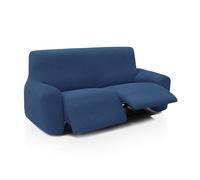 FAVERTI® Funda Elástica Sofá Relax Pies Juntos Reclinable Dos Plazas Dos Pies de 135 a 210 cm | Modelo Reale | Azul | Funda Sofá Abatible | Protector de Calidad Tejido Jacquard Tacto algodón