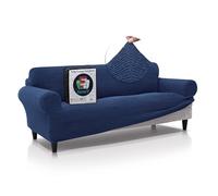FAVERTI® Funda Sofá Premium 3 Plazas - Funda de Tejido Súper Elástico para Sofás de 180 a 230cm | Modelo BOCAIRENT | Azul Marino | Funda Sofá Súper Ajustable | Protector Sofá Elegante Tacto Algodón