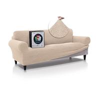 FAVERTI® Funda Sofá Premium 4 Plazas - Funda de Tejido Súper Elástico para Sofás de 230 a 270cm | Modelo BOCAIRENT | Beige | Funda Sofá Súper Ajustable | Protector Sofá Elegante Tacto Algodón