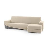 FAVERTI® Funda Super Elástica Chaise Longue Brazo Corto Derecho (Visto de Frente) | Modelo NOVELE | Beige | Protector de Calidad de Tejido Jacquard Tacto algodón