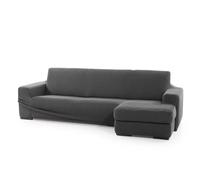 FAVERTI® Funda Super Elástica Chaise Longue Brazo Corto Derecho (Visto de Frente) | Modelo NOVELE | Gris Oscuro | Protector de Calidad de Tejido Jacquard Tacto algodón