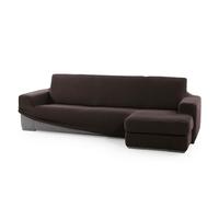 FAVERTI® Funda Super Elástica Chaise Longue Brazo Corto Derecho (Visto de Frente) | Modelo NOVELE | Marrón | Protector de Calidad de Tejido Jacquard Tacto algodón