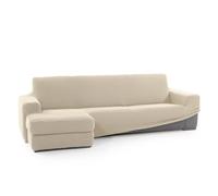 FAVERTI® Funda Super Elástica Chaise Longue Brazo Corto Izquierdo (Visto de Frente) | Modelo NOVELE | Beige | Protector de Calidad de Tejido Jacquard Tacto algodón