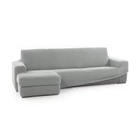 FAVERTI® Funda Super Elástica Chaise Longue Brazo Corto Izquierdo (Visto de Frente) | Modelo NOVELE | Gris Claro | Protector de Calidad de Tejido Jacquard Tacto algodón