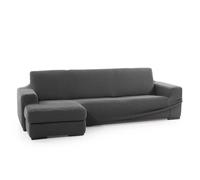 FAVERTI® Funda Super Elástica Chaise Longue Brazo Corto Izquierdo (Visto de Frente) | Modelo NOVELE | Gris Oscuro | Protector de Calidad de Tejido Jacquard Tacto algodón