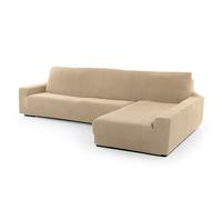 FAVERTI® Funda Super Elástica Chaise Longue Brazo Largo Derecho (Visto de Frente) | Modelo NOVELE | Beige | Protector de Calidad de Tejido Jacquard Tacto algodón