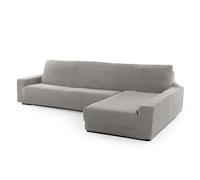 FAVERTI® Funda Super Elástica Chaise Longue Brazo Largo Derecho (Visto de Frente) | Modelo NOVELE | Gris Claro | Protector de Calidad de Tejido Jacquard Tacto algodón