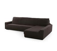 FAVERTI® Funda Super Elástica Chaise Longue Brazo Largo Derecho (Visto de Frente) | Modelo NOVELE | Marrón | Protector de Calidad de Tejido Jacquard Tacto algodón