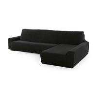 FAVERTI® Funda Super Elástica Chaise Longue Brazo Largo Derecho (Visto de Frente) | Modelo NOVELE | Negro | Protector de Calidad de Tejido Jacquard Tacto algodón