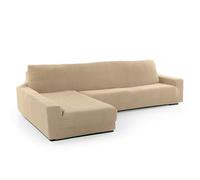 FAVERTI® Funda Super Elástica Chaise Longue Brazo Largo Izquierdo (Visto de Frente) | Modelo NOVELE | Beige | Protector de Calidad de Tejido Jacquard Tacto algodón