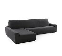 FAVERTI® Funda Super Elástica Chaise Longue Brazo Largo Izquierdo (Visto de Frente) | Modelo NOVELE | Gris Oscuro | Protector de Calidad de Tejido Jacquard Tacto algodón