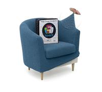 FAVERTI® Funda Super Elástica de Sillón Club con Funda de Asiento, Compatible con los sillones de IKEA TULLSTA y BAKLA | Modelo NOVELE | Celeste | Tejido Jacquard de Calidad Tacto Algodón