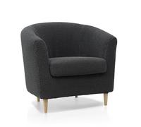 FAVERTI® Funda Super Elástica de Sillón Club con Funda de Asiento, Compatible con los sillones de IKEA TULLSTA y BAKLA | Modelo NOVELE | Gris Oscuro | Tejido Jacquard de Calidad Tacto Algodón