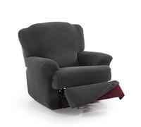 FAVERTI® Funda Super Elástica Sillón Relax de 70 a 90cm | Modelo NOVELE | Gris Oscuro | Funda sillón reclinable pies Separados | Protector de Calidad de Tejido Jacquard Tacto algodón