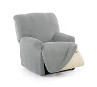 FAVERTI® Funda Super Elástica Sillón Relax Pies Juntos Reclinable de 70 a 90 cm | Modelo NOVELE | Gris Claro | Protector sillón abatible de Calidad Tejido Jacquard Tacto algodón
