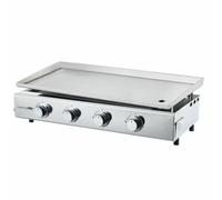 FAVEX - Plancha gaz 4 feux - Surface cuisson XXL 84 x 34 cm - 4 brûleurs - Plaque inox 5 mm qualité professionnelle - Piezo intégré - Tiroir graisse - Jusqu'a 12 convives - 10 kW