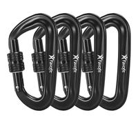 Favofit Mosquetón de bloqueo, paquete de 4, 12KN (1200 KG) Heavy Duty Caribeaners para acampar, caminar, al aire libre y gimnasio, etc., mosquetones pequeños para correa de perro, Negro