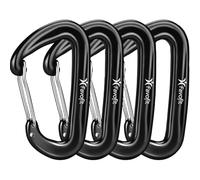 Favofit Mosquetón, paquete de 4, 12KN (1200 KG) Mosquetones de servicio pesado para acampar, caminar, al aire libre y gimnasio, etc., pequeños mosquetones para correa de perro, Negro