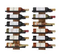 FAVOOSTY Botellero Pared, Botellero Vertical, Estante para Botellas con 6 Niveles, 6 Botellas de Vino, Soporte para Botellas, Estante de Metal para Botellas de Vino, para Comedor, Bodega, Negro, 2 Set