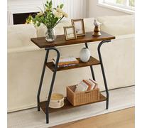 FAVOOSTY Mesa de Consola con 3 Estantes para Sofá y Entrada - Mesa Auxiliar de Madera para Salón, Pasillo, Dormitorio, 80 x 30 x 81 cm