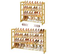 FAVOOSTY Zapatero Extensible, Zapatero de Metal de 4 Niveles, Organizador de Zapatos Ajustable, Zapatos para Pasillo,Armario,Puerta, Dormitorio,Fácil Montaje