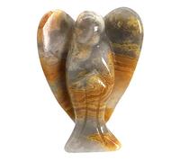favoramulet Estatua de ángel de la guarda de ágata loca de 2 pulgadas, figura de ángel de la paz curativa tallada con ala de piedra de bolsillo