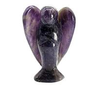 favoramulet Estatua de ángel de la guarda de cristal de amatista de 5 cm, figura de ángel de la paz curativa tallada con ala de piedra de bolsillo