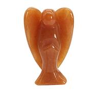 favoramulet Estatua de ángel de la guarda de cristal de aventurina roja de 5 cm, figura de ángel de la paz curativa tallada con ala, piedra de bolsillo