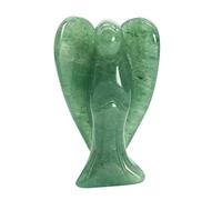 favoramulet Estatua de ángel de la guarda de cristal de aventurina verde de 5 cm, figura de ángel de la paz curativa tallada con ala, piedra de bolsillo