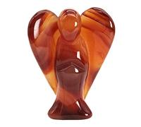 favoramulet Estatua de ángel de la guarda de cristal de cornalina de 5 cm, figura de ángel de la paz curativa tallada con ala, piedra de bolsillo