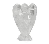 favoramulet Estatua de ángel de la guarda de cristal de cuarzo de roca de 5 cm, figura de ángel de la paz curativa tallada con ala de piedra de bolsillo